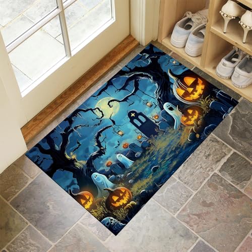 MLSOWM Fußmatte 60 x 120 cm - rutschfeste Schmutzfangmatte - Fußabtreter mit Halloween-Thema - Fußmatten Haustür - Türmatte Spukfriedhof - Fußmatte innen/außen - Fußabstreifer Blau MLSOWM Fußmatte 60 x 120 cm - rutschfeste Schmutzfangmatte - Fußabtreter mit Halloween-Thema - Fußmatten Haustür - Türmatte Spukfriedhof - Fußmatte innen/außen - Fußabstreifer Blau von MLSOWM