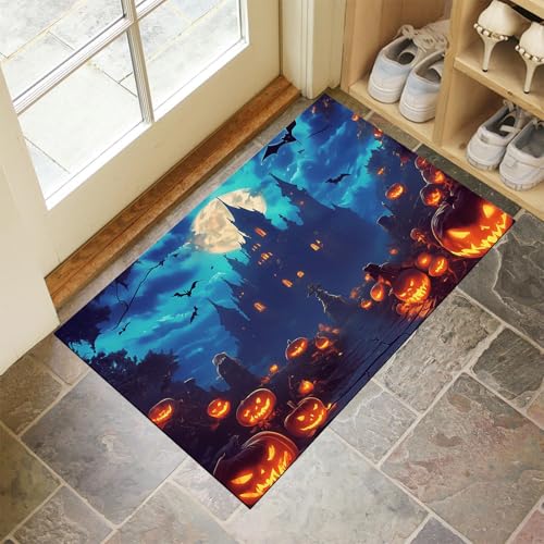 MLSOWM Fußmatte 60 x 90 cm - rutschfeste Schmutzfangmatte - Fußabtreter mit Halloween-Thema - Fußmatten Haustür - Türmatte Mittelalterliche Architektur - Fußmatte innen/außen - Fußabstreifer Blau MLSOWM Fußmatte 60 x 90 cm - rutschfeste Schmutzfangmatte - Fußabtreter mit Halloween-Thema - Fußmatten Haustür - Türmatte Mittelalterliche Architektur - Fußmatte innen/außen - Fußabstreifer Blau von MLSOWM