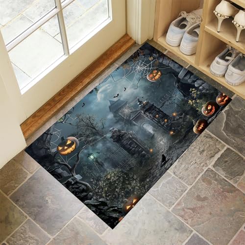 MLSOWM Fußmatte 80 x 120 cm - rutschfeste Schmutzfangmatte - Fußabtreter mit Halloween-Nacht - Fußmatten Haustür - Türmatte Horror-Spukhaus - Fußmatte innen/außen - Fußabstreifer Dunkelgrau MLSOWM Fußmatte 80 x 120 cm - rutschfeste Schmutzfangmatte - Fußabtreter mit Halloween-Nacht - Fußmatten Haustür - Türmatte Horror-Spukhaus - Fußmatte innen/außen - Fußabstreifer Dunkelgrau von MLSOWM