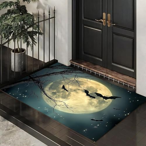MLSOWM Fußmatte 80 x 120 cm - rutschfeste Schmutzfangmatte - Fußabtreter mit Halloween-Nacht - Fußmatten Haustür - Türmatte Krähen Und Mondlicht - Fußmatte innen/außen - Fußabstreifer Grau MLSOWM Fußmatte 80 x 120 cm - rutschfeste Schmutzfangmatte - Fußabtreter mit Halloween-Nacht - Fußmatten Haustür - Türmatte Krähen Und Mondlicht - Fußmatte innen/außen - Fußabstreifer Grau von MLSOWM
