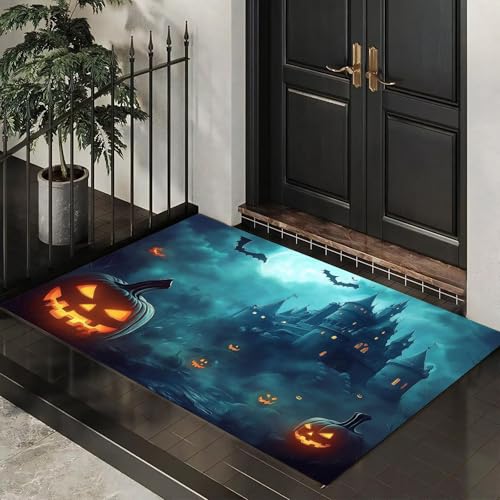 MLSOWM Fußmatte 90 x 150 cm - rutschfeste Schmutzfangmatte - Fußabtreter mit Gruseliges Halloween - Fußmatten Haustür - Türmatte Kürbisse Und Spinnennetze - Fußmatte innen/außen - Fußabstreifer Grün MLSOWM Fußmatte 90 x 150 cm - rutschfeste Schmutzfangmatte - Fußabtreter mit Gruseliges Halloween - Fußmatten Haustür - Türmatte Kürbisse Und Spinnennetze - Fußmatte innen/außen - Fußabstreifer Grün von MLSOWM