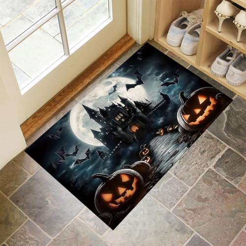 MLSOWM Fußmatte 90 x 150 cm - rutschfeste Schmutzfangmatte - Fußabtreter mit Halloween-Nacht - Fußmatten Haustür - Türmatte Vampirschloss - Fußmatte innen/außen - Fußabstreifer Dunkelgrau MLSOWM Fußmatte 90 x 150 cm - rutschfeste Schmutzfangmatte - Fußabtreter mit Halloween-Nacht - Fußmatten Haustür - Türmatte Vampirschloss - Fußmatte innen/außen - Fußabstreifer Dunkelgrau von MLSOWM