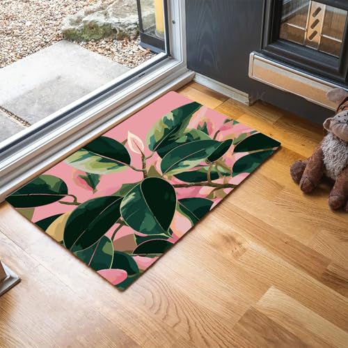 MLSOWM Fußmatte Einfacher Baumstamm, Sauberlaufmatte Gummibaum, Rutschfester Türmatte Innen 80 x 120 cm, Waschbar Fussmatte, pflegeleicht robust Fußabtreter für Haustür, Eingang - Dunkelgrün von MLSOWM