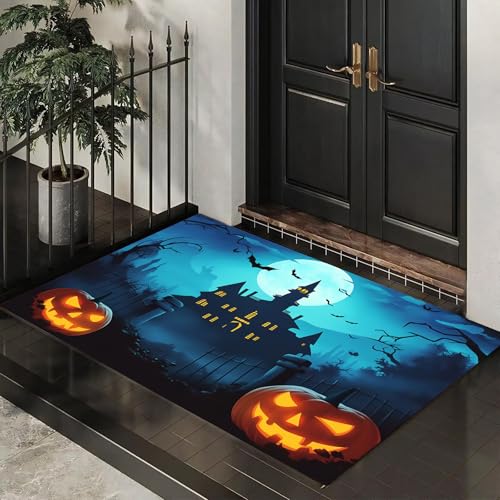 MLSOWM Fußmatte Gruseliges Halloween 40 x 60 cm Innen und Außen, Waschbar Fussmatt Vogelscheuche Spukhaus Rutschfester Schmutzfänger Teppich für Eingang Haustür Patio Flur Garten, Blau MLSOWM Fußmatte Gruseliges Halloween 40 x 60 cm Innen und Außen, Waschbar Fussmatt Vogelscheuche Spukhaus Rutschfester Schmutzfänger Teppich für Eingang Haustür Patio Flur Garten, Blau von MLSOWM