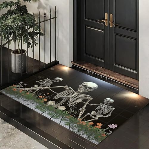 MLSOWM Fußmatte Gruseliges Halloween 50 x 80 cm Innen und Außen, Waschbar Fussmatt Zombie-Skelett Rutschfester Schmutzfänger Teppich für Eingang Haustür Patio Flur Garten, Dunkelgrau MLSOWM Fußmatte Gruseliges Halloween 50 x 80 cm Innen und Außen, Waschbar Fussmatt Zombie-Skelett Rutschfester Schmutzfänger Teppich für Eingang Haustür Patio Flur Garten, Dunkelgrau von MLSOWM