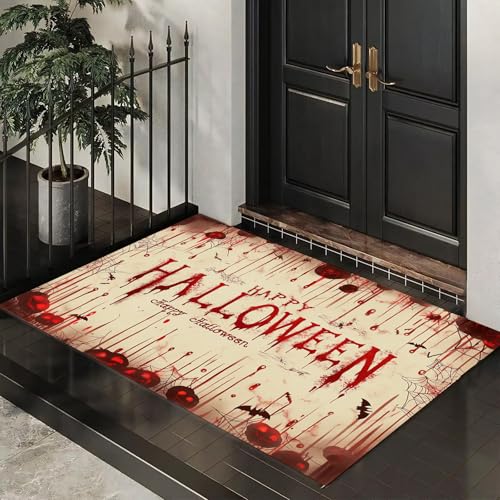 MLSOWM Fußmatte Gruseliges Halloween 80 x 120 cm Innen und Außen Waschbar Fussmatte Rote Farbe Tropft Wasserdicht Türmatte Rutschfester Schmutzfänger Teppich für Eingang, Haustür, Patio, Flur - Beige MLSOWM Fußmatte Gruseliges Halloween 80 x 120 cm Innen und Außen Waschbar Fussmatte Rote Farbe Tropft Wasserdicht Türmatte Rutschfester Schmutzfänger Teppich für Eingang, Haustür, Patio, Flur - Beige von MLSOWM