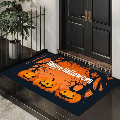 MLSOWM Fußmatte Halloween 40 x 60 cm Innen und Außen, Waschbar Fussmatt Cartoon-Kürbis Rutschfester Schmutzfänger Teppich für Eingang Haustür Patio Flur Garten, Orange MLSOWM Fußmatte Halloween 40 x 60 cm Innen und Außen, Waschbar Fussmatt Cartoon-Kürbis Rutschfester Schmutzfänger Teppich für Eingang Haustür Patio Flur Garten, Orange von MLSOWM