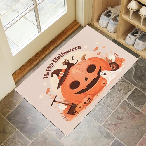 MLSOWM Fußmatte Halloween 40 x 60 cm Innen und Außen, Waschbar Fussmatt Hexenhut Kürbis Rutschfester Schmutzfänger Teppich für Eingang Haustür Patio Flur Garten, Creme MLSOWM Fußmatte Halloween 40 x 60 cm Innen und Außen, Waschbar Fussmatt Hexenhut Kürbis Rutschfester Schmutzfänger Teppich für Eingang Haustür Patio Flur Garten, Creme von MLSOWM