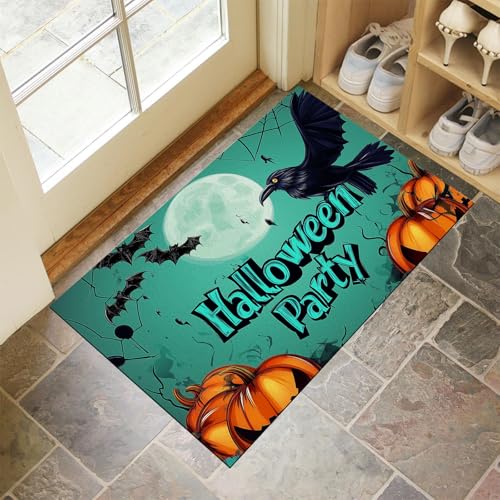 MLSOWM Fußmatte Halloween 40 x 60 cm Innen und Außen, Waschbar Fussmatt Krähe Und Mond Rutschfester Schmutzfänger Teppich für Eingang Haustür Patio Flur Garten, Grün MLSOWM Fußmatte Halloween 40 x 60 cm Innen und Außen, Waschbar Fussmatt Krähe Und Mond Rutschfester Schmutzfänger Teppich für Eingang Haustür Patio Flur Garten, Grün von MLSOWM