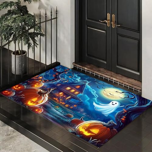MLSOWM Fußmatte Halloween Altes Haus 80 x 120 cm Innen und Außen, Waschbar Fussmatt Spukkürbisbeet Rutschfester Schmutzfänger Teppich für Eingang Haustür Patio Flur Garten, Blau MLSOWM Fußmatte Halloween Altes Haus 80 x 120 cm Innen und Außen, Waschbar Fussmatt Spukkürbisbeet Rutschfester Schmutzfänger Teppich für Eingang Haustür Patio Flur Garten, Blau von MLSOWM