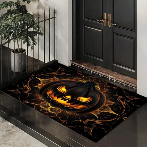 MLSOWM Fußmatte Halloween-Fantasy-Stil 60 x 120 cm Innen und Außen, Waschbar Fussmatt Gotische Kürbislaterne Rutschfester Schmutzfänger Teppich für Eingang Haustür Patio Flur Garten, Braun MLSOWM Fußmatte Halloween-Fantasy-Stil 60 x 120 cm Innen und Außen, Waschbar Fussmatt Gotische Kürbislaterne Rutschfester Schmutzfänger Teppich für Eingang Haustür Patio Flur Garten, Braun von MLSOWM