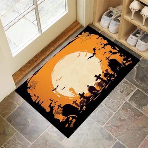 MLSOWM Fußmatte Halloween-Friedhof 40 x 60 cm Innen und Außen, Waschbar Fussmatt Horror-Grabstein Rutschfester Schmutzfänger Teppich für Eingang Haustür Patio Flur Garten, Orange MLSOWM Fußmatte Halloween-Friedhof 40 x 60 cm Innen und Außen, Waschbar Fussmatt Horror-Grabstein Rutschfester Schmutzfänger Teppich für Eingang Haustür Patio Flur Garten, Orange von MLSOWM