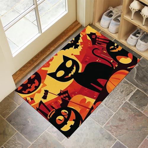 MLSOWM Fußmatte Halloween-Katze 50 x 80 cm Innen und Außen, Waschbar Fussmatt Horrorgesicht Rutschfester Schmutzfänger Teppich für Eingang Haustür Patio Flur Garten, Rot MLSOWM Fußmatte Halloween-Katze 50 x 80 cm Innen und Außen, Waschbar Fussmatt Horrorgesicht Rutschfester Schmutzfänger Teppich für Eingang Haustür Patio Flur Garten, Rot von MLSOWM