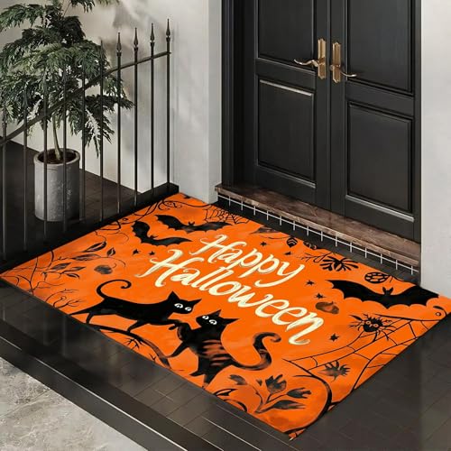 MLSOWM Fußmatte Halloween-Kürbis 60 x 120 cm Innen und Außen, Waschbar Fussmatt Cartoon Lächelnder Kürbis Rutschfester Schmutzfänger Teppich für Eingang Haustür Patio Flur Garten, Orange MLSOWM Fußmatte Halloween-Kürbis 60 x 120 cm Innen und Außen, Waschbar Fussmatt Cartoon Lächelnder Kürbis Rutschfester Schmutzfänger Teppich für Eingang Haustür Patio Flur Garten, Orange von MLSOWM