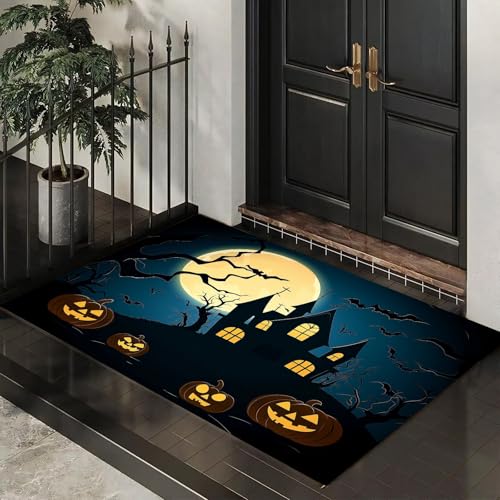 MLSOWM Fußmatte Halloween-Nacht 60 x 120 cm Innen und Außen Waschbar Fussmatte Sensenmann Wasserdicht Türmatte Rutschfester Schmutzfänger Teppich für Eingang, Haustür, Patio, Flur - Dunkelblau MLSOWM Fußmatte Halloween-Nacht 60 x 120 cm Innen und Außen Waschbar Fussmatte Sensenmann Wasserdicht Türmatte Rutschfester Schmutzfänger Teppich für Eingang, Haustür, Patio, Flur - Dunkelblau von MLSOWM
