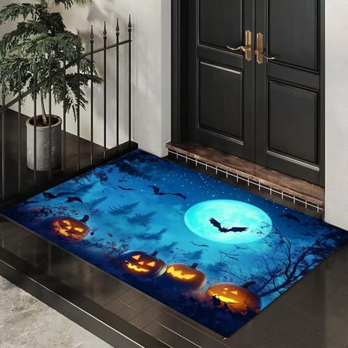 MLSOWM Fußmatte Halloween-Nachthimmel 40 x 60 cm Innen und Außen, Waschbar Fussmatt Kürbis-Wilds Rutschfester Schmutzfänger Teppich für Eingang Haustür Patio Flur Garten, Dunkelblau MLSOWM Fußmatte Halloween-Nachthimmel 40 x 60 cm Innen und Außen, Waschbar Fussmatt Kürbis-Wilds Rutschfester Schmutzfänger Teppich für Eingang Haustür Patio Flur Garten, Dunkelblau von MLSOWM