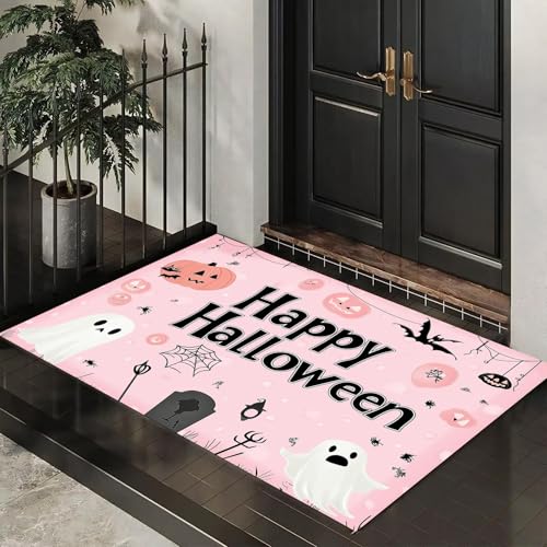 MLSOWM Fußmatte Halloween-Party, Sauberlaufmatte Geisterspinnennetz, Rutschfester Türmatte Innen 40 x 60 cm, Waschbar Fussmatte, pflegeleicht robust Fußabtreter für Haustür, Eingang - Rosa MLSOWM Fußmatte Halloween-Party, Sauberlaufmatte Geisterspinnennetz, Rutschfester Türmatte Innen 40 x 60 cm, Waschbar Fussmatte, pflegeleicht robust Fußabtreter für Haustür, Eingang - Rosa von MLSOWM