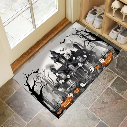 MLSOWM Fußmatte Halloween Spukhaus 60 x 90 cm Innen und Außen Waschbar Fussmatte Geist Wasserdicht Türmatte Rutschfester Schmutzfänger Teppich für Eingang, Haustür, Patio, Flur - Grau MLSOWM Fußmatte Halloween Spukhaus 60 x 90 cm Innen und Außen Waschbar Fussmatte Geist Wasserdicht Türmatte Rutschfester Schmutzfänger Teppich für Eingang, Haustür, Patio, Flur - Grau von MLSOWM