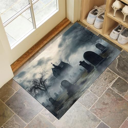 MLSOWM Fußmatte Halloween Spukhaus 80 x 120 cm Innen und Außen, Waschbar Fussmatt Antiker Grabstein Rutschfester Schmutzfänger Teppich für Eingang Haustür Patio Flur Garten, Grau MLSOWM Fußmatte Halloween Spukhaus 80 x 120 cm Innen und Außen, Waschbar Fussmatt Antiker Grabstein Rutschfester Schmutzfänger Teppich für Eingang Haustür Patio Flur Garten, Grau von MLSOWM