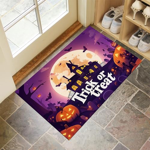 MLSOWM Fußmatte Halloween Spukhaus 90 x 150 cm Innen und Außen, Waschbar Fussmatt Cartoon-Schloss Rutschfester Schmutzfänger Teppich für Eingang Haustür Patio Flur Garten, Lila MLSOWM Fußmatte Halloween Spukhaus 90 x 150 cm Innen und Außen, Waschbar Fussmatt Cartoon-Schloss Rutschfester Schmutzfänger Teppich für Eingang Haustür Patio Flur Garten, Lila von MLSOWM