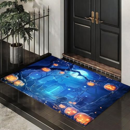 MLSOWM Fußmatte Halloween Spukwald 50 x 80 cm Innen und Außen, Waschbar Fussmatt Düsterer Friedhof Rutschfester Schmutzfänger Teppich für Eingang Haustür Patio Flur Garten, Blau MLSOWM Fußmatte Halloween Spukwald 50 x 80 cm Innen und Außen, Waschbar Fussmatt Düsterer Friedhof Rutschfester Schmutzfänger Teppich für Eingang Haustür Patio Flur Garten, Blau von MLSOWM