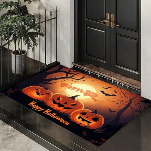 MLSOWM Fußmatte Halloween-Thema 40 x 60 cm Innen und Außen, Waschbar Fussmatt Hexenhut Kürbis Rutschfester Schmutzfänger Teppich für Eingang Haustür Patio Flur Garten, Orange MLSOWM Fußmatte Halloween-Thema 40 x 60 cm Innen und Außen, Waschbar Fussmatt Hexenhut Kürbis Rutschfester Schmutzfänger Teppich für Eingang Haustür Patio Flur Garten, Orange von MLSOWM