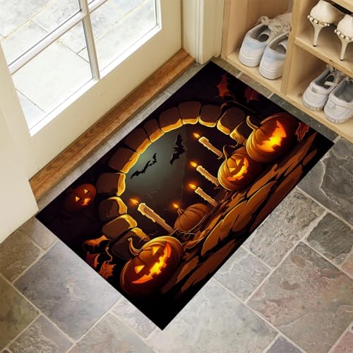 MLSOWM Fußmatte Halloween-Thema 40 x 60 cm Innen und Außen, Waschbar Fussmatt Kerzenzimmer Rutschfester Schmutzfänger Teppich für Eingang Haustür Patio Flur Garten, Braun MLSOWM Fußmatte Halloween-Thema 40 x 60 cm Innen und Außen, Waschbar Fussmatt Kerzenzimmer Rutschfester Schmutzfänger Teppich für Eingang Haustür Patio Flur Garten, Braun von MLSOWM