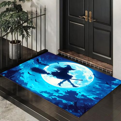 MLSOWM Fußmatte Halloween-Thema 50 x 80 cm Innen und Außen, Waschbar Fussmatt Zauberwald Rutschfester Schmutzfänger Teppich für Eingang Haustür Patio Flur Garten, Blau MLSOWM Fußmatte Halloween-Thema 50 x 80 cm Innen und Außen, Waschbar Fussmatt Zauberwald Rutschfester Schmutzfänger Teppich für Eingang Haustür Patio Flur Garten, Blau von MLSOWM