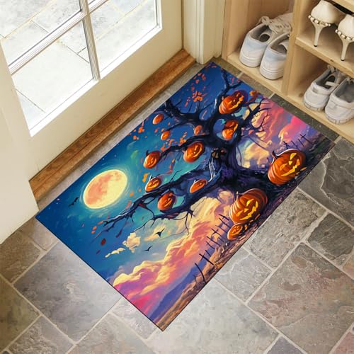 MLSOWM Fußmatte Halloween-Thema 60 x 120 cm Innen und Außen, Waschbar Fussmatt Kürbisbaum Rutschfester Schmutzfänger Teppich für Eingang Haustür Patio Flur Garten, Blau MLSOWM Fußmatte Halloween-Thema 60 x 120 cm Innen und Außen, Waschbar Fussmatt Kürbisbaum Rutschfester Schmutzfänger Teppich für Eingang Haustür Patio Flur Garten, Blau von MLSOWM