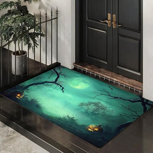 MLSOWM Fußmatte Halloween-Thema 60 x 90 cm Innen und Außen, Waschbar Fussmatt Horrorwald Rutschfester Schmutzfänger Teppich für Eingang Haustür Patio Flur Garten, Grün MLSOWM Fußmatte Halloween-Thema 60 x 90 cm Innen und Außen, Waschbar Fussmatt Horrorwald Rutschfester Schmutzfänger Teppich für Eingang Haustür Patio Flur Garten, Grün von MLSOWM