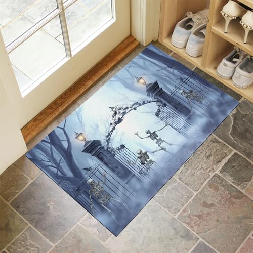 MLSOWM Fußmatte Halloween-Thema 80 x 120 cm Innen und Außen, Waschbar Fussmatt Horror-Skelett-Friedhof Rutschfester Schmutzfänger Teppich für Eingang Haustür Patio Flur Garten, Grau MLSOWM Fußmatte Halloween-Thema 80 x 120 cm Innen und Außen, Waschbar Fussmatt Horror-Skelett-Friedhof Rutschfester Schmutzfänger Teppich für Eingang Haustür Patio Flur Garten, Grau von MLSOWM
