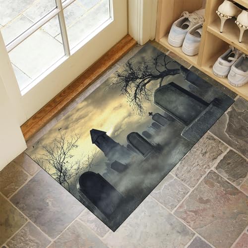 MLSOWM Fußmatte Halloween-Thema 90 x 150 cm Innen und Außen, Waschbar Fussmatt Friedhof des Grauens Rutschfester Schmutzfänger Teppich für Eingang Haustür Patio Flur Garten, Grau MLSOWM Fußmatte Halloween-Thema 90 x 150 cm Innen und Außen, Waschbar Fussmatt Friedhof des Grauens Rutschfester Schmutzfänger Teppich für Eingang Haustür Patio Flur Garten, Grau von MLSOWM