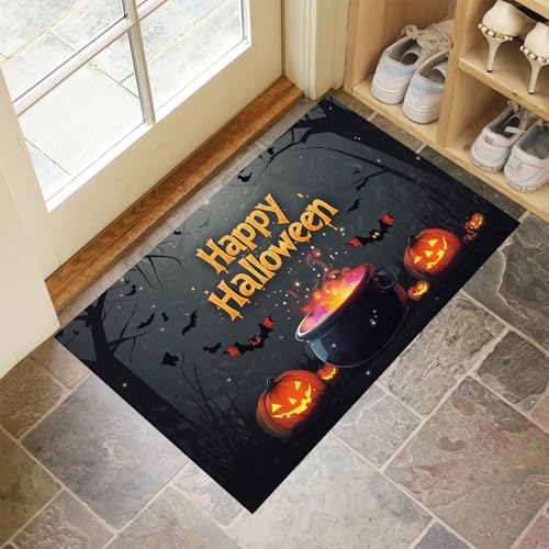 MLSOWM Fußmatte Halloween-Wald 40 x 60 cm Innen und Außen, Waschbar Fussmatt Kürbisse Und Fledermäuse Rutschfester Schmutzfänger Teppich für Eingang Haustür Patio Flur Garten, Dunkelgrau MLSOWM Fußmatte Halloween-Wald 40 x 60 cm Innen und Außen, Waschbar Fussmatt Kürbisse Und Fledermäuse Rutschfester Schmutzfänger Teppich für Eingang Haustür Patio Flur Garten, Dunkelgrau von MLSOWM