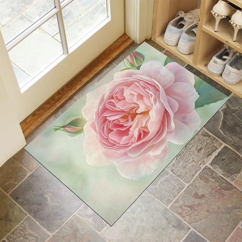MLSOWM Fussmatte Innen 40 x 60 cm, Englische Rose rutschfest Fußmatte Blumenaquarelle Waschbar Schmutzfangmatte Dünn Türmatte Saugstarke Eingangsteppich für Innenbereich - Hellgrün MLSOWM Fussmatte Innen 40 x 60 cm, Englische Rose rutschfest Fußmatte Blumenaquarelle Waschbar Schmutzfangmatte Dünn Türmatte Saugstarke Eingangsteppich für Innenbereich - Hellgrün von MLSOWM