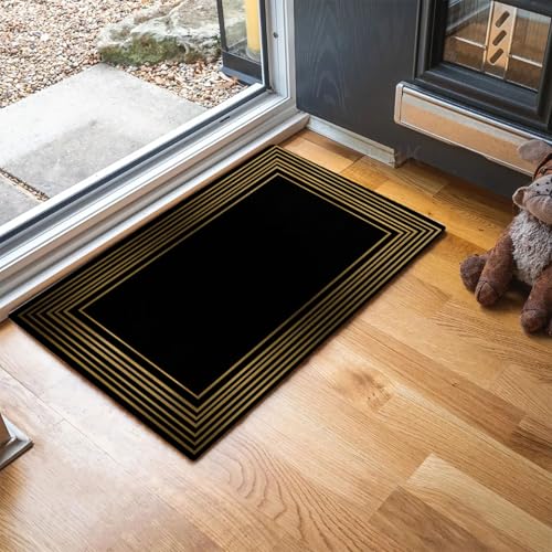 MLSOWM Fussmatte Innen 40 x 60 cm, Rechteckiger Rand rutschfest Fußmatte Vertikale Streifen Waschbar Schmutzfangmatte Dünn Türmatte Saugstarke Eingangsteppich Eingangsmatte für Innenbereich - Schwarz MLSOWM Fussmatte Innen 40 x 60 cm, Rechteckiger Rand rutschfest Fußmatte Vertikale Streifen Waschbar Schmutzfangmatte Dünn Türmatte Saugstarke Eingangsteppich Eingangsmatte für Innenbereich - Schwarz von MLSOWM