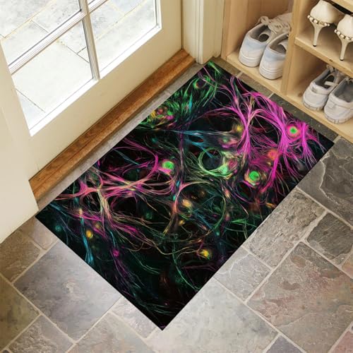 MLSOWM Fußmatte Innen 50 x 80 cm, Schmutzfangmatte Kosmische Szene rutschfest Fußmatte Waschbar Saugstarke Abstraktes Netzwerk Eingangsteppich Dünne Türmatte für Flur Küche Haustür - Grün MLSOWM Fußmatte Innen 50 x 80 cm, Schmutzfangmatte Kosmische Szene rutschfest Fußmatte Waschbar Saugstarke Abstraktes Netzwerk Eingangsteppich Dünne Türmatte für Flur Küche Haustür - Grün von MLSOWM