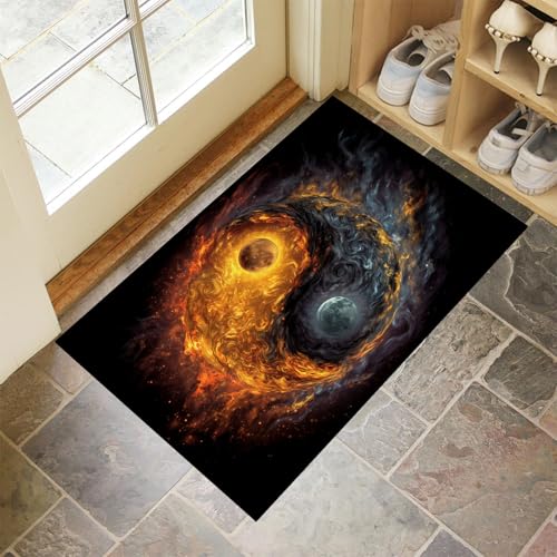 MLSOWM Fußmatte Innen 50x80 cm, Schmutzfangmatte Heiße Und Kalte Elemente rutschfest Fußmatte Waschbar Saugstarke Yin-Yang-Symbol Eingangsteppich Dünne Türmatte für Flur Küche Haustür - Orange MLSOWM Fußmatte Innen 50x80 cm, Schmutzfangmatte Heiße Und Kalte Elemente rutschfest Fußmatte Waschbar Saugstarke Yin-Yang-Symbol Eingangsteppich Dünne Türmatte für Flur Küche Haustür - Orange von MLSOWM