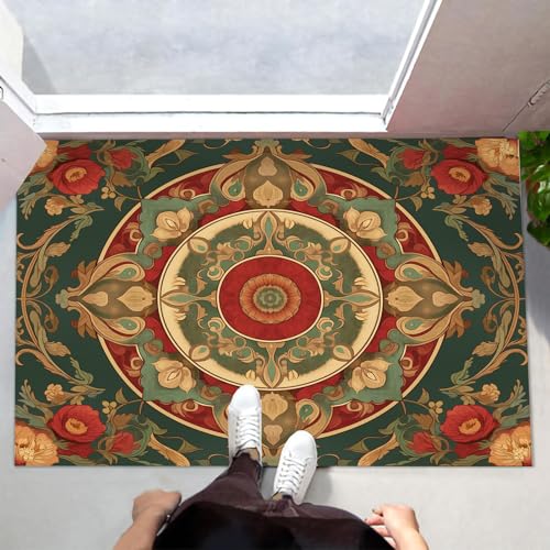 MLSOWM Fußmatte Innen 50x80 cm, Schmutzfangmatte Wunderschöne Blumen rutschfest Fußmatte Waschbar Saugstarke Mandala Eingangsteppich Dünne Türmatte für Flur Küche Haustür - Olivgrün MLSOWM Fußmatte Innen 50x80 cm, Schmutzfangmatte Wunderschöne Blumen rutschfest Fußmatte Waschbar Saugstarke Mandala Eingangsteppich Dünne Türmatte für Flur Küche Haustür - Olivgrün von MLSOWM