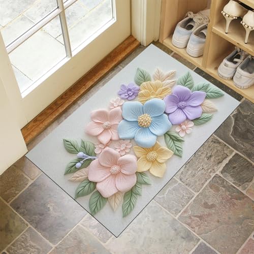 MLSOWM Fussmatte Innen 60 x 120 cm, Tonblumen rutschfest Fußmatte Schöne Blumen Waschbar Schmutzfangmatte Dünn Türmatte Saugstarke Eingangsteppich für Innenbereich - Grün MLSOWM Fussmatte Innen 60 x 120 cm, Tonblumen rutschfest Fußmatte Schöne Blumen Waschbar Schmutzfangmatte Dünn Türmatte Saugstarke Eingangsteppich für Innenbereich - Grün von MLSOWM