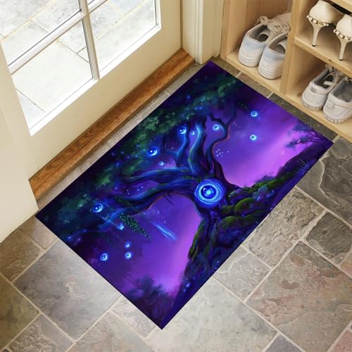 MLSOWM Fussmatte Innen 60 x 90 cm, Baum des Lebens rutschfest Fußmatte Leuchtender Baumstamm Waschbar Schmutzfangmatte Dünn Türmatte Saugstarke Eingangsteppich für Innenbereich - Indigo MLSOWM Fussmatte Innen 60 x 90 cm, Baum des Lebens rutschfest Fußmatte Leuchtender Baumstamm Waschbar Schmutzfangmatte Dünn Türmatte Saugstarke Eingangsteppich für Innenbereich - Indigo von MLSOWM