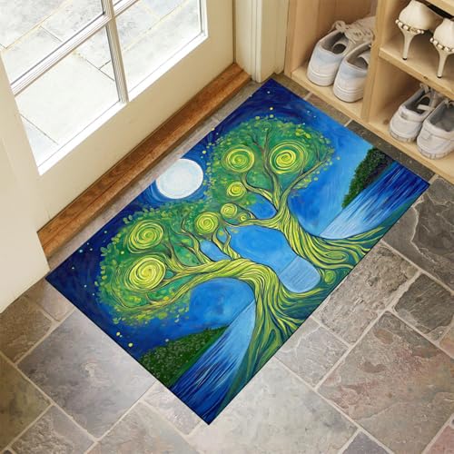 MLSOWM Fussmatte Innen 60 x 90 cm, Spiralblattbaum rutschfest Fußmatte Abstrakter Großer Baum Waschbar Schmutzfangmatte Dünn Türmatte Saugstarke Eingangsteppich für Innenbereich - Grün MLSOWM Fussmatte Innen 60 x 90 cm, Spiralblattbaum rutschfest Fußmatte Abstrakter Großer Baum Waschbar Schmutzfangmatte Dünn Türmatte Saugstarke Eingangsteppich für Innenbereich - Grün von MLSOWM