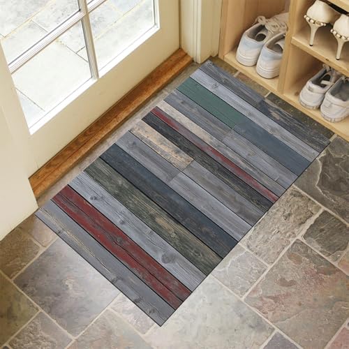 MLSOWM Fussmatte Innen 80 x 120 cm, Alte Holzbretter rutschfest Fußmatte Rustikale Elemente Waschbar Schmutzfangmatte Dünn Türmatte Saugstarke Eingangsteppich für Innenbereich - Grau MLSOWM Fussmatte Innen 80 x 120 cm, Alte Holzbretter rutschfest Fußmatte Rustikale Elemente Waschbar Schmutzfangmatte Dünn Türmatte Saugstarke Eingangsteppich für Innenbereich - Grau von MLSOWM