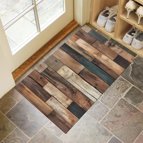 MLSOWM Fussmatte Innen 80 x 120 cm, Altes Holzbrett rutschfest Fußmatte Country-Retro-Stil Waschbar Schmutzfangmatte Dünn Türmatte Saugstarke Eingangsteppich für Innenbereich - Dunkelbraun MLSOWM Fussmatte Innen 80 x 120 cm, Altes Holzbrett rutschfest Fußmatte Country-Retro-Stil Waschbar Schmutzfangmatte Dünn Türmatte Saugstarke Eingangsteppich für Innenbereich - Dunkelbraun von MLSOWM