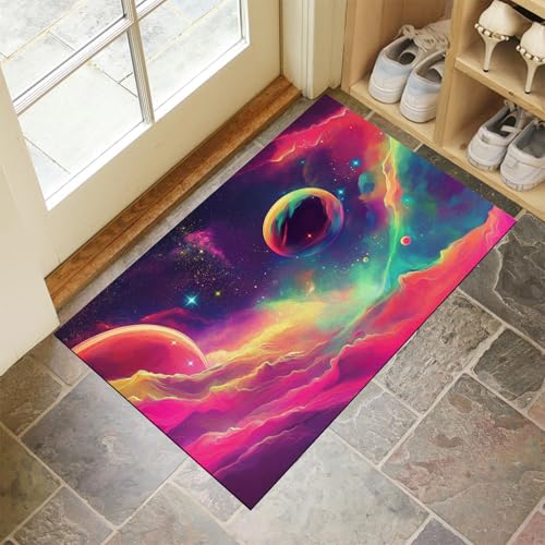 MLSOWM Fussmatte Innen 80 x 120 cm, Fantasy Planet rutschfest Fußmatte Kosmischer Nebel Waschbar Schmutzfangmatte Dünn Türmatte Saugstarke Eingangsteppich für Innenbereich - Rosa MLSOWM Fussmatte Innen 80 x 120 cm, Fantasy Planet rutschfest Fußmatte Kosmischer Nebel Waschbar Schmutzfangmatte Dünn Türmatte Saugstarke Eingangsteppich für Innenbereich - Rosa von MLSOWM