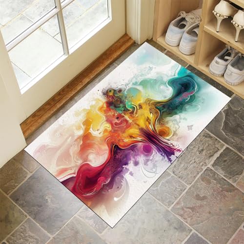 MLSOWM Fussmatte Innen 90 x 150 cm, Abstrakte Explosion rutschfest Fußmatte Energiewelle Waschbar Schmutzfangmatte Dünn Türmatte Saugstarke Eingangsteppich für Innenbereich - Rotwein MLSOWM Fussmatte Innen 90 x 150 cm, Abstrakte Explosion rutschfest Fußmatte Energiewelle Waschbar Schmutzfangmatte Dünn Türmatte Saugstarke Eingangsteppich für Innenbereich - Rotwein von MLSOWM