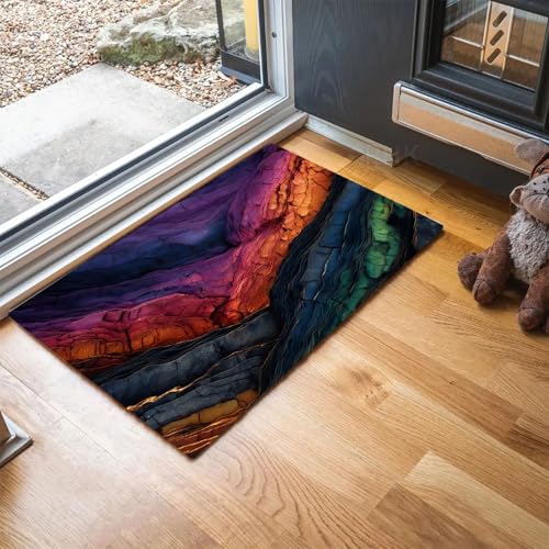 MLSOWM Fussmatte Innen 90 x 150 cm, Felsoberfläche rutschfest Fußmatte Abstrakte Berge Waschbar Schmutzfangmatte Dünn Türmatte Saugstarke Eingangsteppich Eingangsmatte für Innenbereich - Lila MLSOWM Fussmatte Innen 90 x 150 cm, Felsoberfläche rutschfest Fußmatte Abstrakte Berge Waschbar Schmutzfangmatte Dünn Türmatte Saugstarke Eingangsteppich Eingangsmatte für Innenbereich - Lila von MLSOWM
