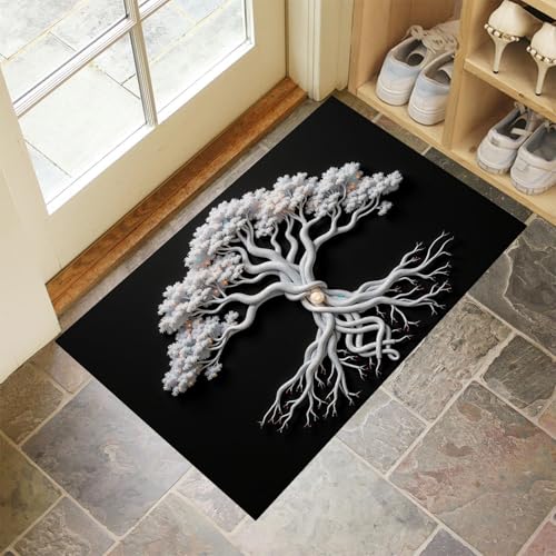 MLSOWM Fußmatte Innen & Außen 40x60 cm Baum des Wachstums Waschbare Fußabtreter Baumstammreflexionen Schmutzfangmatte Rutschfester Fussabtreter Dünne Fußmatte für Flur, Eingang, Tür, Schwarz und Weiß MLSOWM Fußmatte Innen & Außen 40x60 cm Baum des Wachstums Waschbare Fußabtreter Baumstammreflexionen Schmutzfangmatte Rutschfester Fussabtreter Dünne Fußmatte für Flur, Eingang, Tür, Schwarz und Weiß von MLSOWM