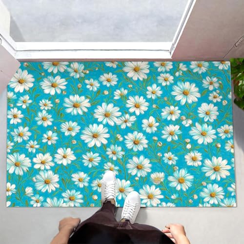 MLSOWM Fußmatte Innen & Außen 40x60 cm Gänseblümchen Waschbare Fußabtreter Retro-Blumen Schmutzfangmatte Rutschfester Fussabtreter Dünne Fußmatte für Flur, Eingang, Tür, Türkis MLSOWM Fußmatte Innen & Außen 40x60 cm Gänseblümchen Waschbare Fußabtreter Retro-Blumen Schmutzfangmatte Rutschfester Fussabtreter Dünne Fußmatte für Flur, Eingang, Tür, Türkis von MLSOWM