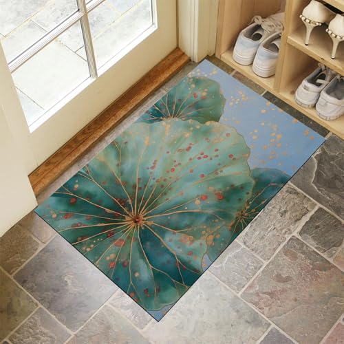 MLSOWM Fußmatte Innen & Außen 40x60 cm Lotusblatt Aus Goldfolie Waschbare Fußabtreter Aquarelleffekt Schmutzfangmatte Rutschfester Fussabtreter Dünne Fußmatte für Flur, Eingang, Tür, Grün MLSOWM Fußmatte Innen & Außen 40x60 cm Lotusblatt Aus Goldfolie Waschbare Fußabtreter Aquarelleffekt Schmutzfangmatte Rutschfester Fussabtreter Dünne Fußmatte für Flur, Eingang, Tür, Grün von MLSOWM