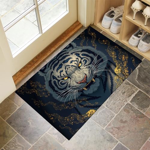 MLSOWM Fußmatte Innen & Außen 40x60 cm Wilder Weißer Tiger Waschbare Fußabtreter Digitaler Kunststil Schmutzfangmatte Rutschfester Fussabtreter Dünne Fußmatte für Flur, Eingang, Tür, Dunkelblau MLSOWM Fußmatte Innen & Außen 40x60 cm Wilder Weißer Tiger Waschbare Fußabtreter Digitaler Kunststil Schmutzfangmatte Rutschfester Fussabtreter Dünne Fußmatte für Flur, Eingang, Tür, Dunkelblau von MLSOWM
